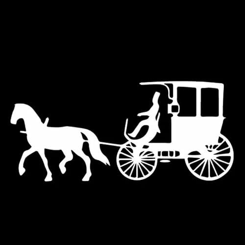 JIFENLI Autoaufkleber 17,8 cm * 8 cm Interessante Reitpferdekutsche Bequeme Vinyl Aufkleber Blendendes Auto Aufkleber Schön Schwarz/Silber