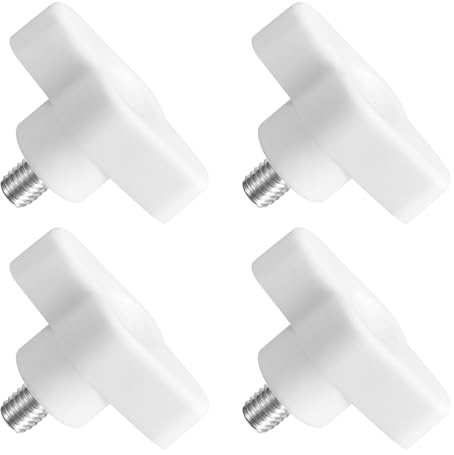 QUARKZMAN 4 Stück T-Flügelschraube mit Griffen Rändelschrauben, M6 x 8mm Männliche Schraube Knopf 304 Edelstahl Rändelschraube Daumenschrauben-Griff 36mm Durchmesser, Weiß