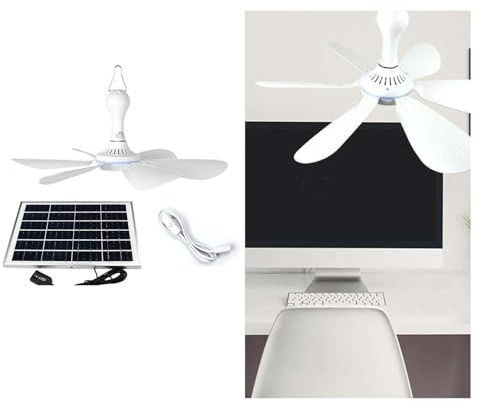 DHNDSDP Ventilatore Piccolo 6 Pale in ABS Ventilatore da Soffitto con Pannello Solare 5/6/10W Ventilatore Solare Silenzioso Smontato E Montato for 5-10 mq(10W)
