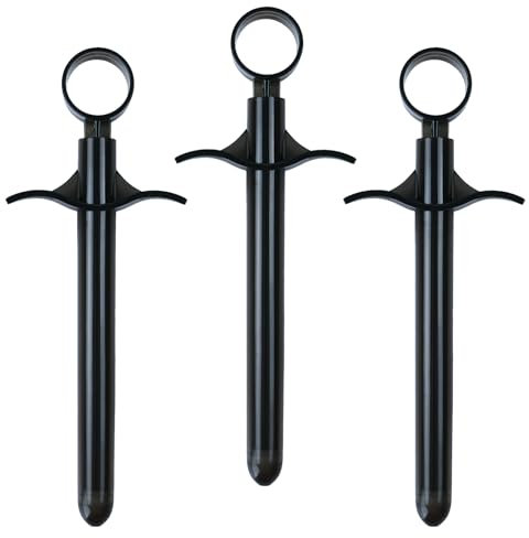 3 Stück Gleitgel Spritze,Vaginal Applikator,Wiederverwendbar Gleitgel Spritze,Lube Tube Spritzen,Schmiermittel Applicator mit Traktionsring und Fingergriff,für Männer Frau (Schwarz)