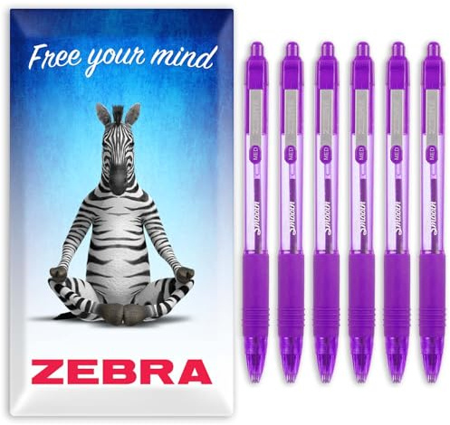 Zebra Z-Grip kulspetspenna med slät bläck – 1,0 mm – förpackning med 6 pennor – i zebra-kartongförpackning – violett