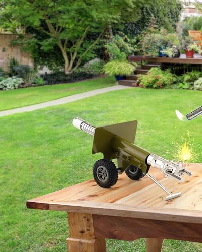 FAITIO Mini Feuerwerkskörper Launching Kanone Modell Edelstahl Mini Kanone Modell mit Mechanismus Militär Modell Sammlung Ornamente Weihnachten Feier Spielzeug Geschenk Grün