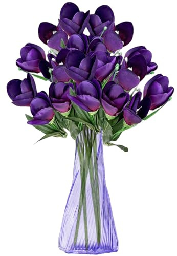 astylishome Artificial Flower Bouquet Gift Purple - Floral Arrangement 4 Bundles Fake Plants for Home Outdoor Garden 5728