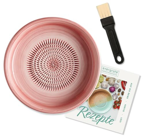 evergrate Keramikreibe Dipschale im Motiv Rosé mit Küchenpinsel und Rezeptheft