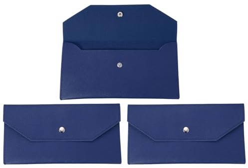 PATIKIL 2-pack kontanter kuvert plånbok, budget kontanthållare återanvändbar pengar väska påse läder pengar organisering påse för män kvinnor kvitto check faktura resa examen semestrar, blå