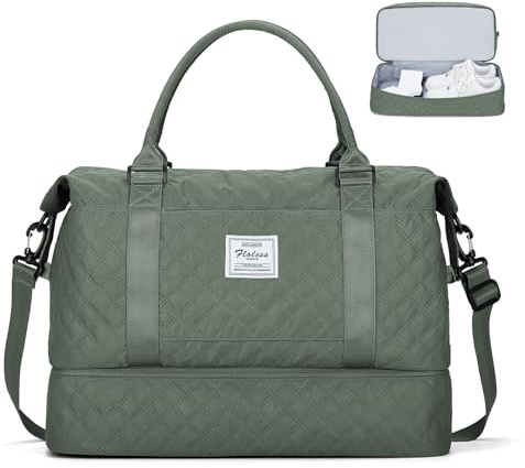 Sac de Voyage pour Femme,Cabine Avion Easyjet Bagage à Main Léger,Sac fourre-Tout de Sport Imperméable pour Week-End avec Compartiment à Chaussures pour Travel Gym Danse,P5-Vert armée