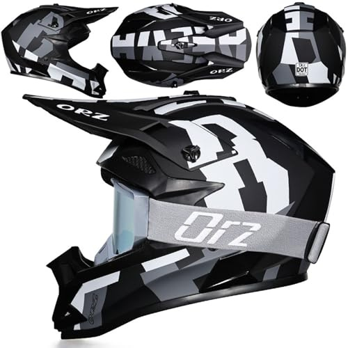 Motocrosshelme ECE Motorradhelm Downhill Full Face ATV Helm Crosshelm Herren Damen Dirt Bike Off Road Helm Erwachsene Integralhelme Mit Brillen Für MTB, Enduro, Quad,Black~5-XL