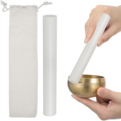 DOITOOL Acrylic Singing Bowl Mallet Stick - 19.5cm Lightweight White Crystal Bowl Striker with Rubber Coating - Premium Friction Resonant Tone Generator for Sound Therapy Yoga and Meditation