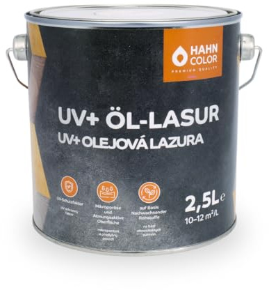Hahn Color UV-Öl-Lasur - Holzschutzlasur für Außen & Innen, UV-Schutz, Wetterfest, Atmungsaktiv, Holzlasur, Öl, Langzeit-Schutz, Wetterschutz, Holz, Imprägnierung, Gartenmöbel