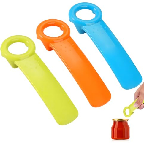 KIRZAX 3 Stück Glasöffner Manuell,Mühelos Bieröffner Deckelöffner für Schraubgläser,Glasdeckelöffner,Bieröffner, für Ältere Menschen, Kinder, Frauen, Schwache Hände (Blau, Orange, Grün)