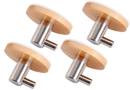 Toddmomy 4pcs Wood Bathroom Coat Hooks Door Back Hooks Wall Hanger Bathroom Accessories