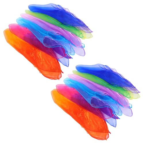 NOLITOY Lot de 12 Foulards Colorés de Jonglage Carrés 60 Cm pour Garçon et Filles, Mousseline Légère, Accessoire de Spectacle de Danse et Jeu D'adresse, Activités Ludiques et Performances