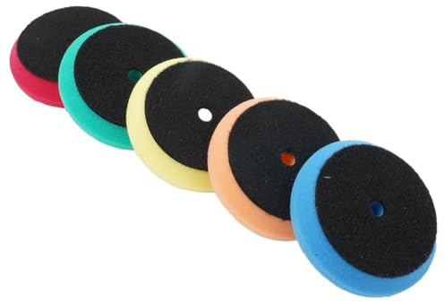 Helilyco Lot de 5 tampons de polissage en mousse de 95 mm pour polisseuse de voiture, disques de cirage en éponge haute densité pour correction de peinture automobile, vitrage et scellage de meubles