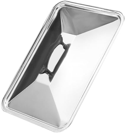 Edelstahl Backdeckel Silber 40x30x4cm, Rechteckiger | Spritzschutz Edelstahl Pfanne, Hitzebeständig mit Anti Scalding Kanten
