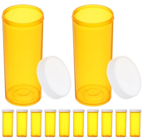 TEHAUX 12 Frascos de Pastillas de Plástico para Medicamentos, Pequeño Pastillero con Tapa a Prueba de Humedad, Organizador Portátil para Viaje y Hogar, Dispensador Práctico