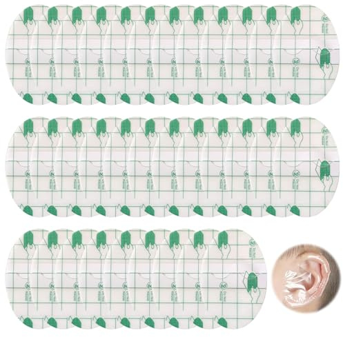 MNYXIS 120 Piezas Protector de Oídos para Agua Bebé, Pegatinas Orejas Impermeables para Natación, Ducha y Baño, Parches Desechables para Oídos de Niños y Bebés, 4.4 x 6.8 cm
