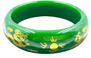 Modischer Armreif mit Drachen- und Phönix-Motiv, vergoldetes, grüne Jade, für Frauen, Reichtum, Glück, echter Stein, Meditation, Energie, Geburtstagsgeschenk