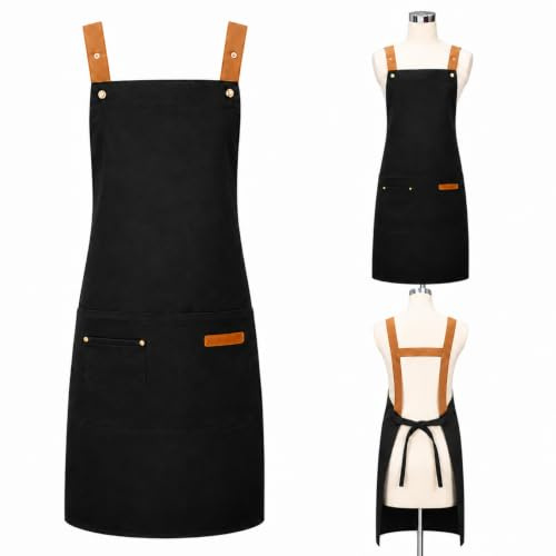 SEASJHBAY Delantal de cocina impermeable unisex Talla ajustable, con bolsillos grandes, adecuado para camareros, parrilleros, jardineros, pintores, etc.