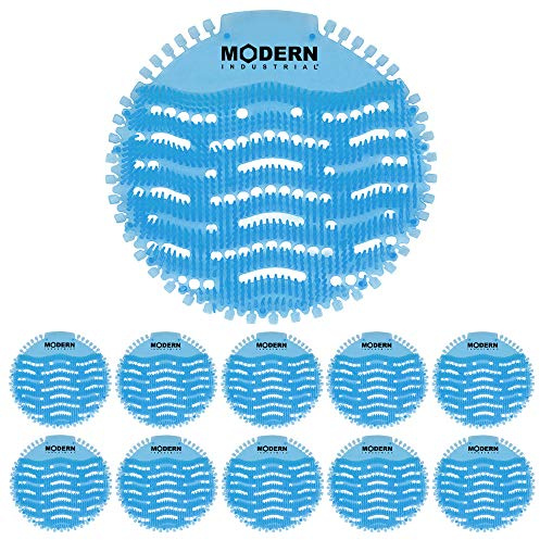 Urinal Screen & Deodorizer (10-pack) by Modern Industrial - Fits Most Top Urinal Brands at Restaurants, Offices, Schools, etc. (Blue Mist)