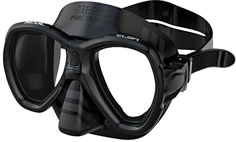 SEAC Elba, Maschera Snorkeling e Immersione Subacquea Unisex Adulto, Nero, Standard