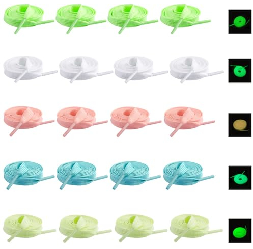 LZYMSZ 10pair Lacci Fluorescenti, 100cm/39.4inch Lacci Sportivi Colorati, 5 colori Lacci Piatti per Party o Balli