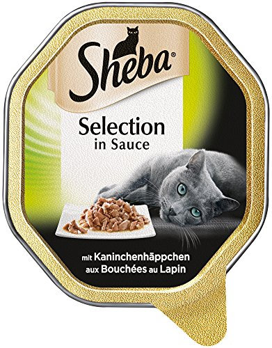 Sheba Katzenfutter Nassfutter Selection in Sauce mit Kaninchenhäppchen, 1 x 85g Schale