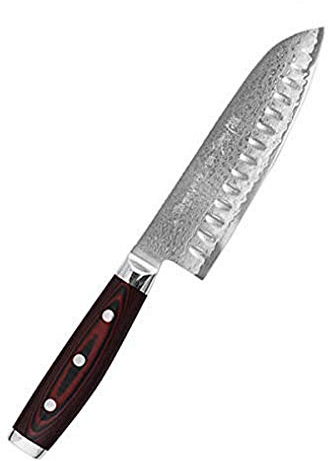 Yaxell Super Gou 161 Super GOU 161 Santoku Messer Kullenschliff 16,5 cm 37101G, Rot Rot