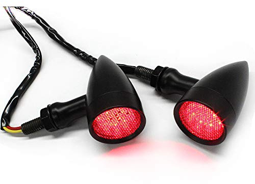 Black Motorcycle LED Turn Signals Red Light Brake Running Tail Lights Bullet