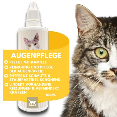 EMMA Augentropfen Katze 0,1ml Augenpflege für Katzen Tiere I milde Augenreinigung mit Kamille I Augenreiniger für Katzen Tränenfleckenentferner I Tropfen Augen Reinigung Staub Schmutz tränende Augen
