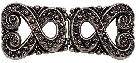 Hartmann-Knöpfe geschwungene silber antik Trachten Schliesse Gürtel Schnalle Verschluss Metall 75mmx30mm made in Germany (1 Stück)