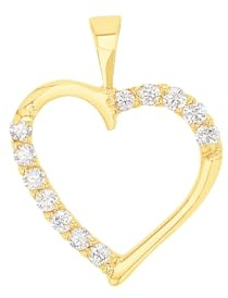 Amor Motivanhänger Damen Anhänger, mit Zirkonia synth., 1,7 cm, Gold, Herz, Kommt in Schmuck Geschenk Box, 2020263