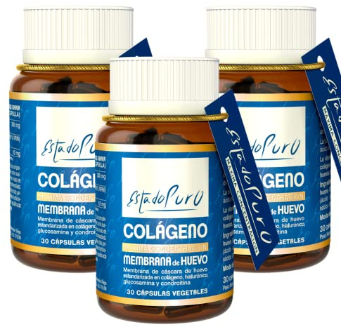 Membrana de Huevo Estado Puro - Colágeno Vegetariano Ovomet - Fuente Natural de Colágeno, Ácido Hialurónico, Elastina, Glucosamina, Condroitina - 30 Cápsulas Vegetales de Tongil (Pack 3) | Membrana de Huevo Ovomet®, Colágeno, Elastina, Glucosamina y Ácido Hialurónico, Articulaciones, Movilidad y Confort