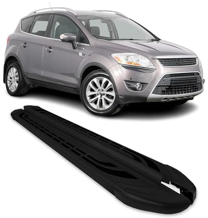 OMAC Estribos Laterales Faldones Seitenbretter Compatible con Ford Kuga I 2008-2012 ALU Negro