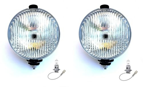 MelTruck® 2x H3 Nebelscheinwerfer Halogen 12V 24V Nebellicht Rund Ø152 mit Glühbirnen 12V