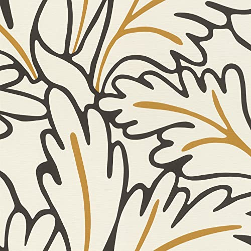 Rasch Papier peint intissé 465686 Salsa 10,05 m x 0,53 m - Feuilles noires, blanches et marron