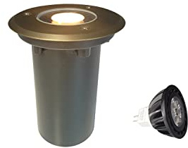 COLOER In-Ground Well Lights with Die-cast Brass Top, 12 Volt Low Voltage LED Outdoor Low Voltage Pathway Lights, 5W 2700K Warm White Outdoor Landscape Driveway Lighting(303B,1-Pack with Bulb)