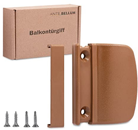 Ante bellum Maniglia per porta del balcone – Versatile maniglia per porte da balcone, terrazze e zanzare, maniglia per porta della terrazza, con viti (argilla marrone RAL8003)