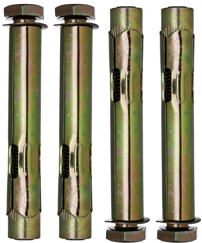 YoiYee M16 x 120mm Sleeve Anchor Hex Bolts (M12 Bolt), Heavy Duty Expansion Through Bolts for Concrete, Brick & Masonry Fixings, Zinc Plated Steel, Ideal for Builders, DIYers & Professionals, 4 Pack