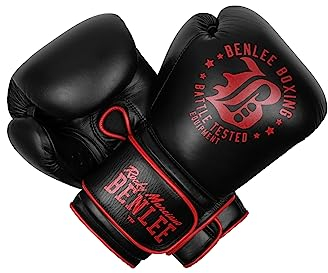 Benlee Leather Sparring Boxing Gloves TOXEY Spar 14 oz Black/Red, 199517