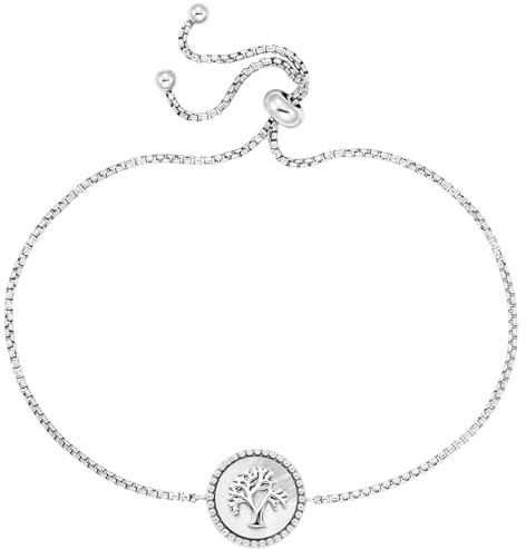 Engelsrufer Damen Armband in der Farbe Silber aus Sterling Silber mit Lebensbaum und Zugverschluss, längenverstellbar, Größe: 34 cm, nickelfrei, ERB-LILTREE-PE