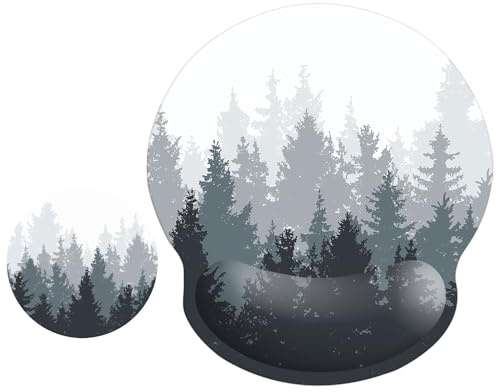 ITNRSIIET Set di tappetino per mouse e sottobicchiere, tappetino ergonomico per mouse con supporto per il polso, base in gomma antiscivolo, comodo supporto per poggiapolsi in memory foam, supporto e