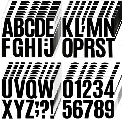 32 Blatt / 336 Stk Buchstaben Aufkleber Groß, 10cm Selbstklebende Buchstaben aus Vinyl Zahlen Aufkleber Groß Alphabet Zahlen Aufkleber für Postertafel Pinnwand Basteln Heimdekoration (Schwarz)