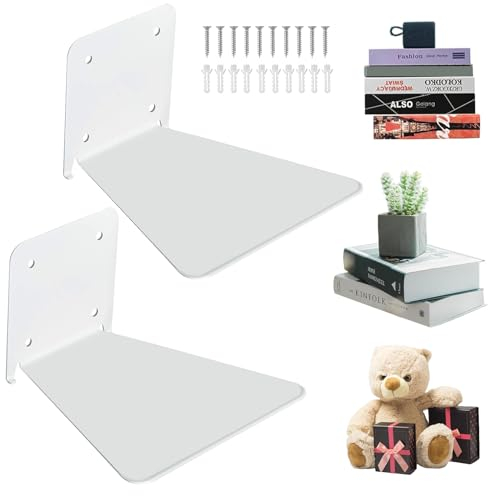AmkWood Libreria Invisibile, Libreria Sospesa, Lnvisibili Metallo Mensole da Muro per Camera da Letto, Sala Giochi, Soggiorno, Bagno, Ufficio