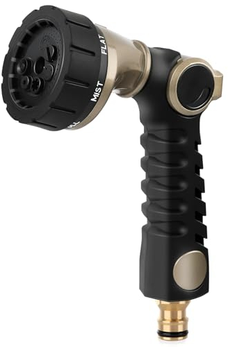 RESTMO Gartenbrause Metall Heavy Duty, Robuste Garten Wasserspritze zum Reinigen und Bewässern, Hochdruck Gartenschlauch Düse 7 Muster für Garten Bewässerung, Autowaschen