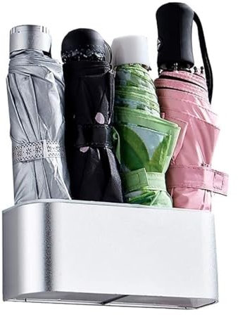 MIDUNU Schirmständer, Wandmontierter Schirmständer mit Tropfschale, Schirmständer für Zuhause, Büro, Metall-Schirmhalter für Eingangstür (Farbe: Silber, Größe: einlagig)