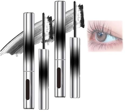 Iron Wand Mascara,Doll Mascara,3D-Doll Iron Brush Mascara,Metal Curling IronMascara,3D Curling Eyelash Iron Mascaras (Black-2pcs)