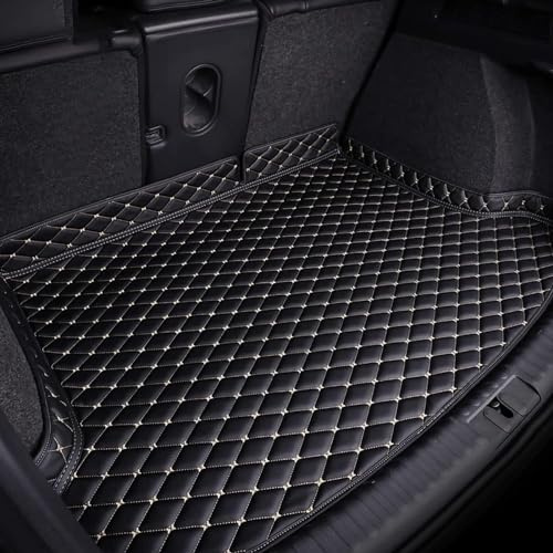 YMEIXIA Auto Leder Kofferraummatten für VW T-ROC 2017-2021 2022 2023, Kofferraumwanne Cargo Kofferraum Schutzmatte rutschfest Staubdicht Interieur ZubehöR,Black-White
