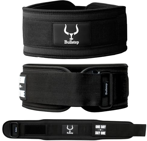 Bullstep® - Cintura Crossfit Supporto Lombare | Cintura Powerlifting Uomo donna | Cintura Sollevamento Pesi | Cintura per Squat Deadlift | Gym Weightlifting belt | Cinta Palestra (S)