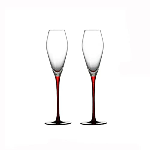 Generic Flûte À Champagne 2 Morceaux de Verre Cristal Verre À Champagne Style Européen Rouge Bâton Verre À Vin Rouge Verre À Haute Brillance Verre À Champagne/Rouge B/230 Ml