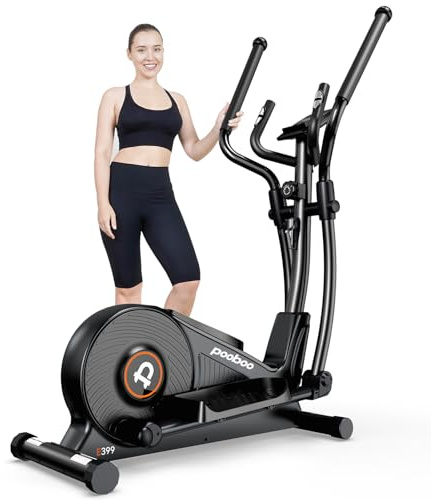 Pooboo Cross Trainer, 16-Level Magnetic Resistance & Ultra-Quiet Elliptical Machine 400 lbs Capacity LCD Elliptical Cross Trainer Cross Trainer Foldable for Home Elliptical Cross Trainers for Home Gym